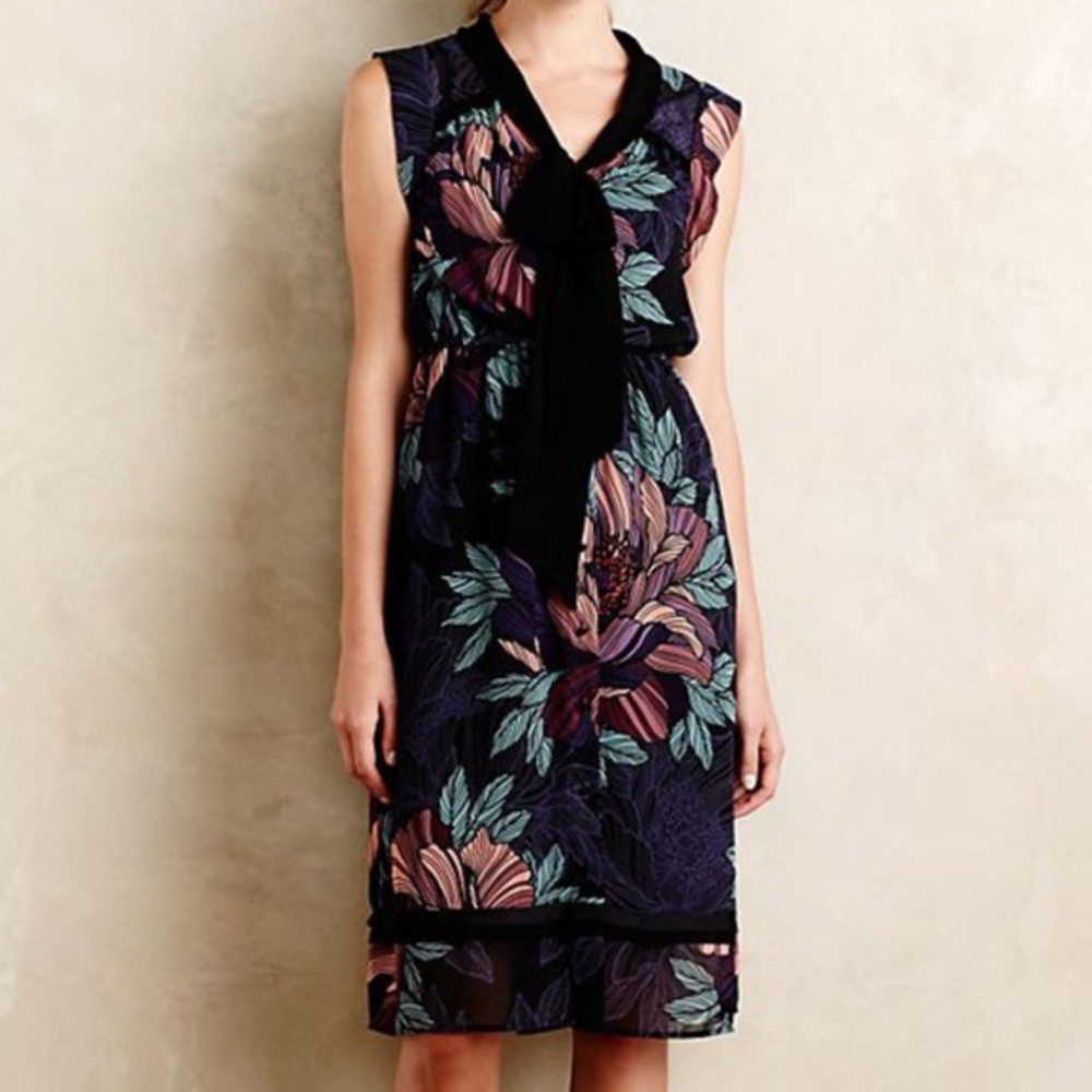 Anthropologie Maeve Bretin Tie Neck Dress